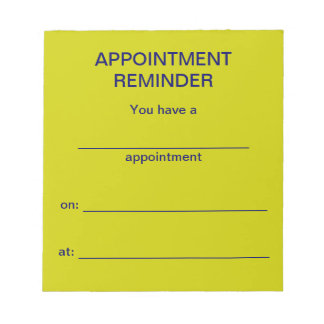 Appointment Reminder Notepad -Bright Yellow