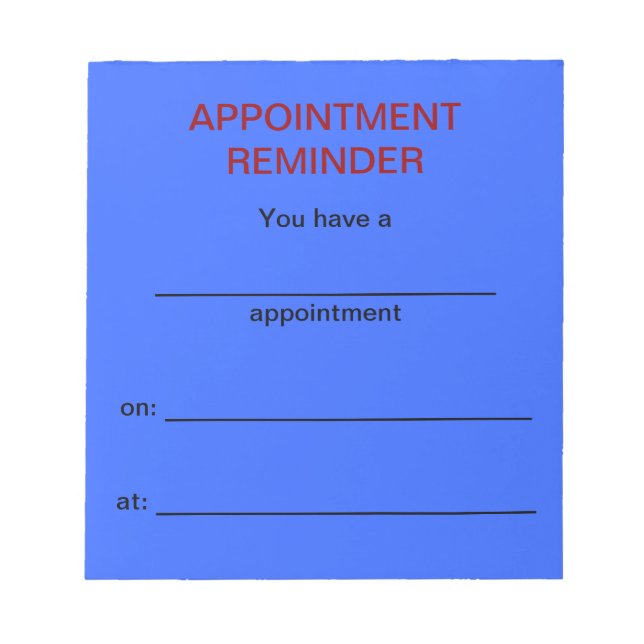 Appointment Reminder Notepad - Light Blue (Front)