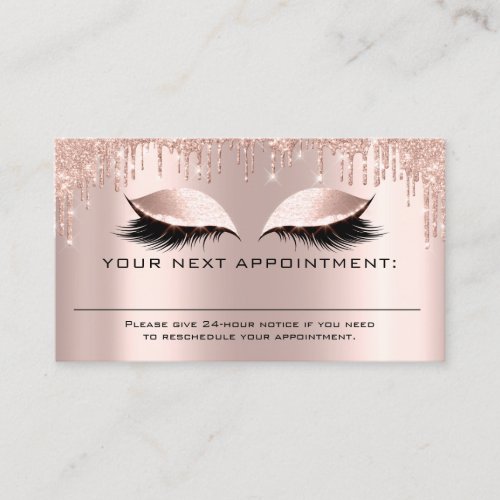 Appointment Reminder Rose Blush Glitter Eyes Business Card