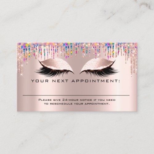 Appointment Reminder Rose Holograph Glitter Business Card
