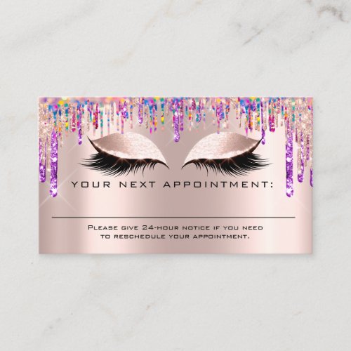 Appointment Reminder Rose Holograph Purple Drips Business Card