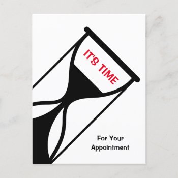Appointment Reminder Simple And Generic Hourglass Postcard by GirlyBusinessCards at Zazzle
