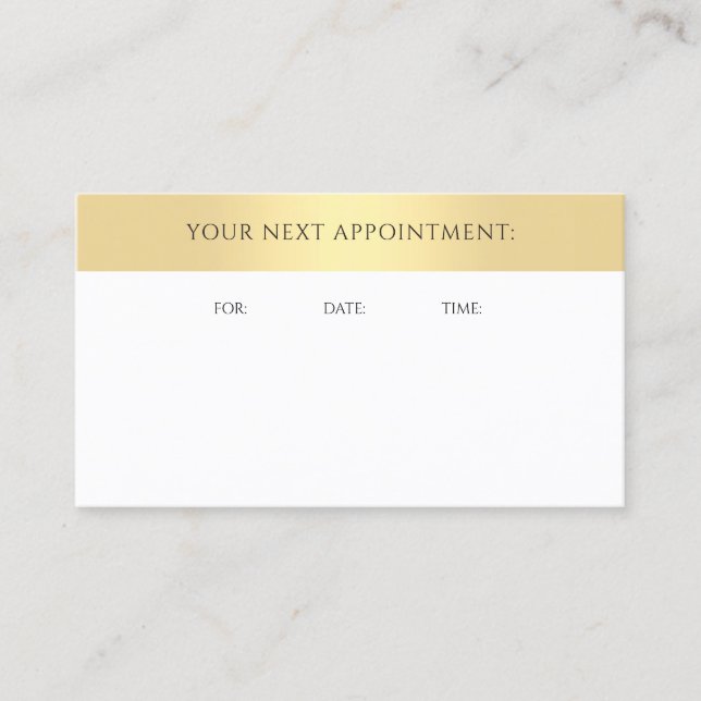 Appointment Reminder Stylish Gold Look Template Card (Front)
