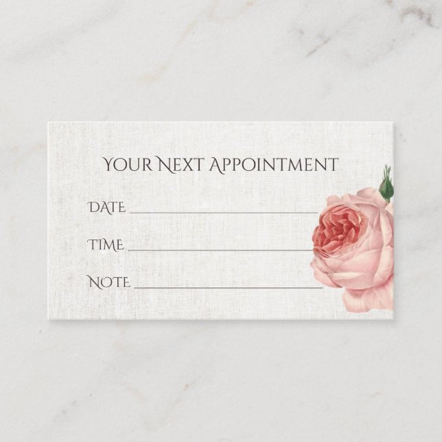 Appointment Reminder Vintage Floral Linen (Front)