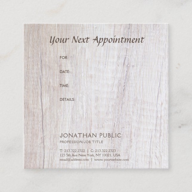 Appointment Reminder Wood Look Trendy Template (Front)