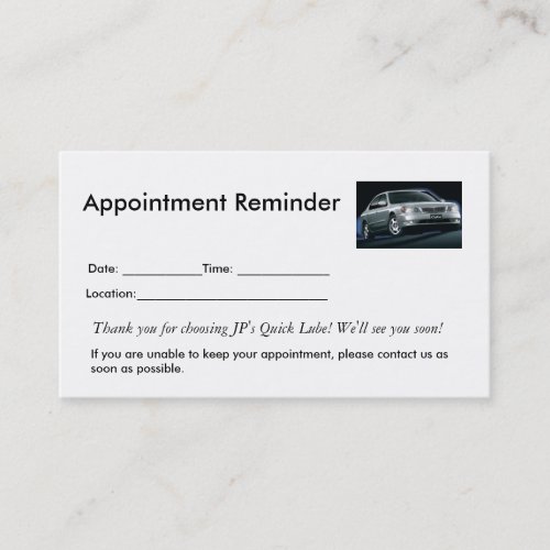 Appointment Reminders Business Card Template