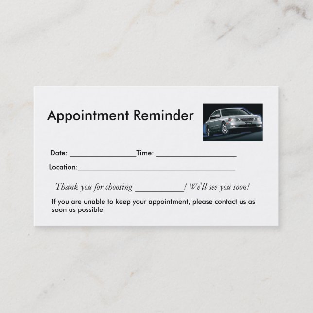Appointment Reminders Card (Front)