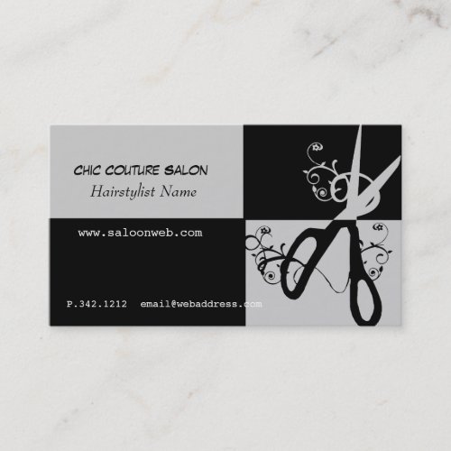 Chic Couture Scissors Swirls Business Card Templates