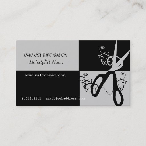 Customizable Chic Couture Scissors Swirls Business Card Templates