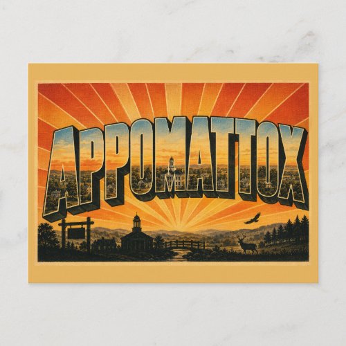 Appomattox VA Historic Village Woodlands Art Postcard