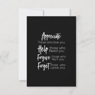 appreciate help forgive forget those who love you thank you card