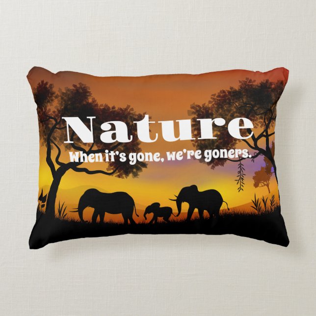 Appreciate Nature and Elephants Accent Pillow (Front)