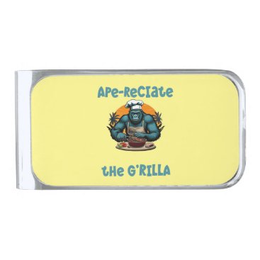 Appreciate The G'rilla Master BBQ Griller Fun Pun Silver Finish Money Clip