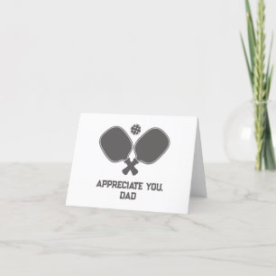 Appreciate You Dad Pickleball Racket Letterpress Thank You Card
