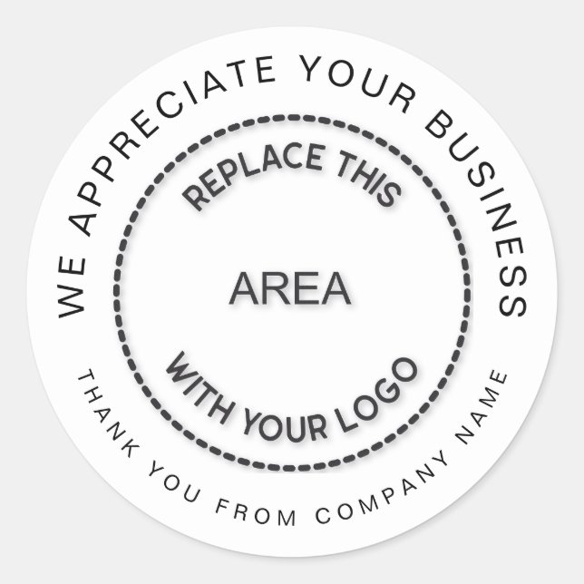 Appreciate Your Business Logo Thank You Name Classic Round Sticker (Front)