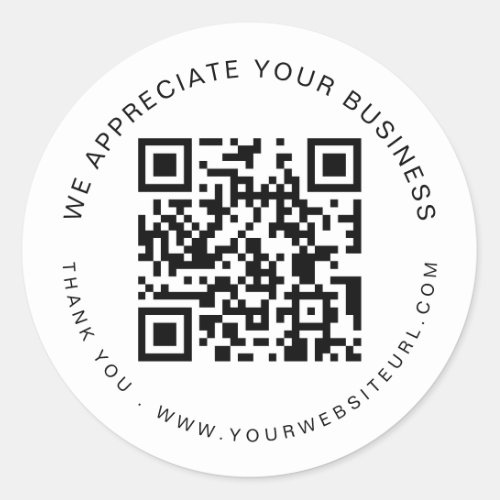 Appreciate Your Business QR Code Thank You Name Classic Round Sticker