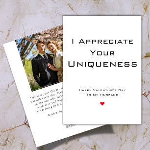 Appreciate Your Husband Valentine's Day Photo Holiday Card