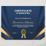 Appreciation Achievement Gold Blue Certificate
