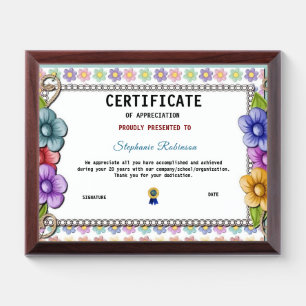 Appreciation Achievement Gold Blue Certificate Awa Award Plaque