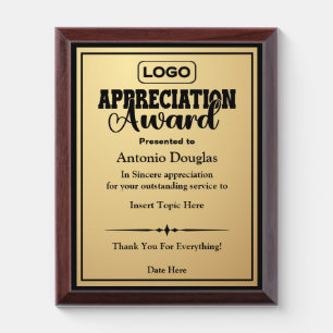 Appreciation Award for Employee   Custom Logo Plaque