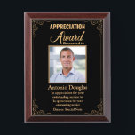 Appreciation Award for Employee | custom photo<br><div class="desc">Award to recognize your favorite Employee. Let them know how much you appreciate them. Personalized Photo,  Best Words of Appreciation for Employee of the Month</div>