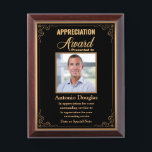 Appreciation Award for Employee | custom photo Plaque<br><div class="desc">Award to recognize your favorite Employee. Let them know how much you appreciate them. Personalized Photo,  Best Words of Appreciation for Employee of the Month</div>