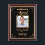 Appreciation Award for Employee | custom photo Plaque<br><div class="desc">Award to recognize your favorite Employee. Let them know how much you appreciate them. Personalized Photo,  Best Words of Appreciation for Employee of the Month</div>