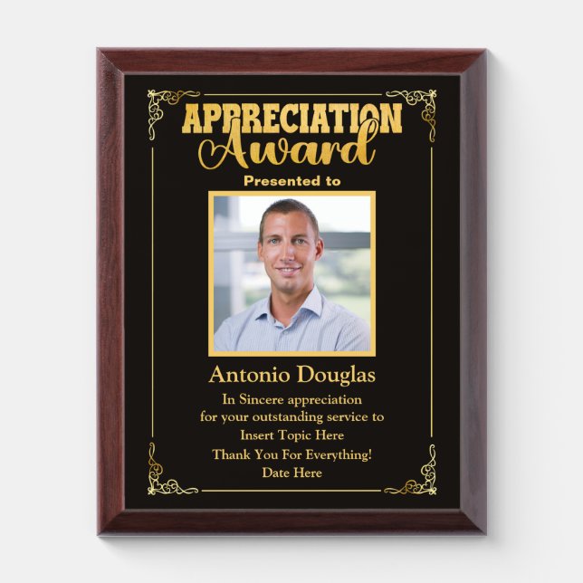 Appreciation Award for Employee | custom photo Plaque (Vertical)