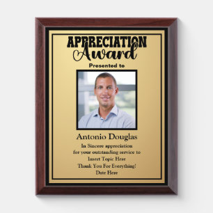 Appreciation Award for Employee   custom photo Plaque