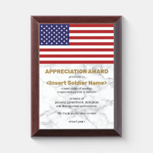 Appreciation Award for Military Service Plaque