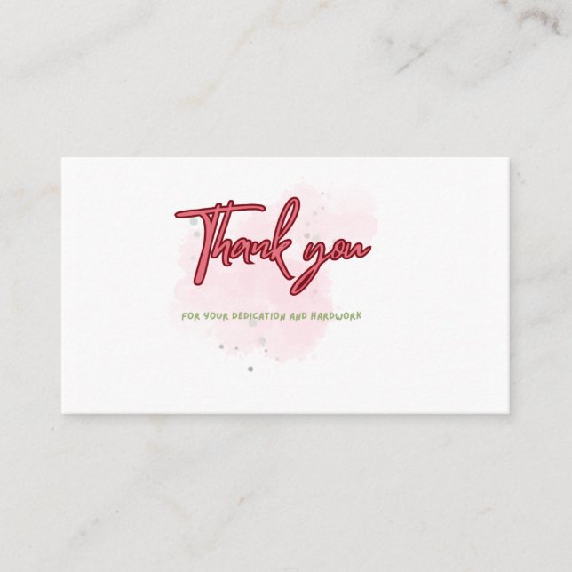 Appreciation Card for Dedication and Hard Work (Front)