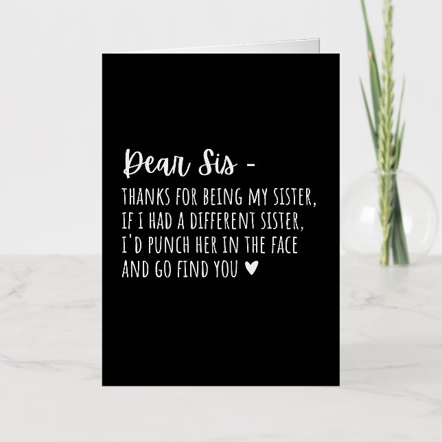 Appreciation Gift For Sisters. Foil Holiday Card (Front)