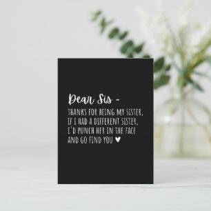 Appreciation Gift For Sisters. Postcard