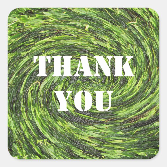 Appreciation Green Swirled Abstract Thank You Square Sticker (Front)