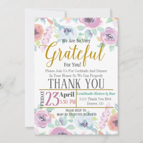 Appreciation Invitation, Grateful For