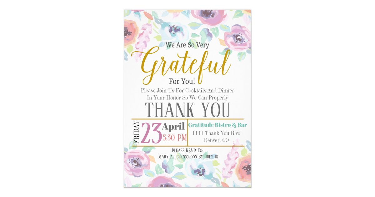 Appreciation Invitation Grateful For Invitation Zazzle Com