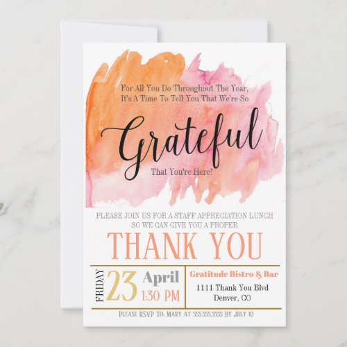 Appreciation Invitation, Grateful For