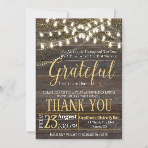 Appreciation Invitation, Grateful For