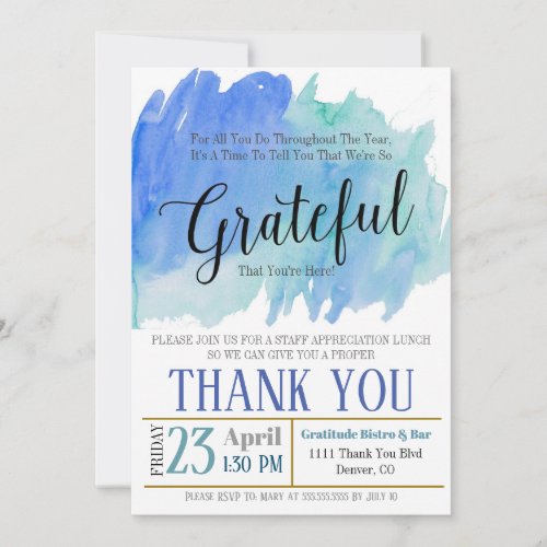 Appreciation Invitation, Grateful For You