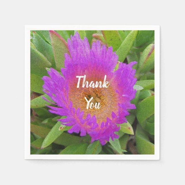 Appreciation Meal Bright Purple Flower Thank You Napkins (Front)