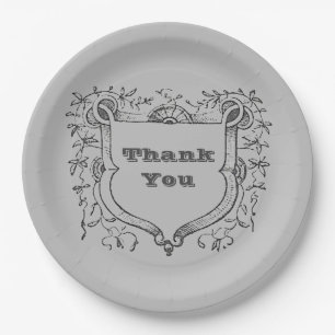 Appreciation Meal Vintage Ornate Shield Thank You Paper Plates