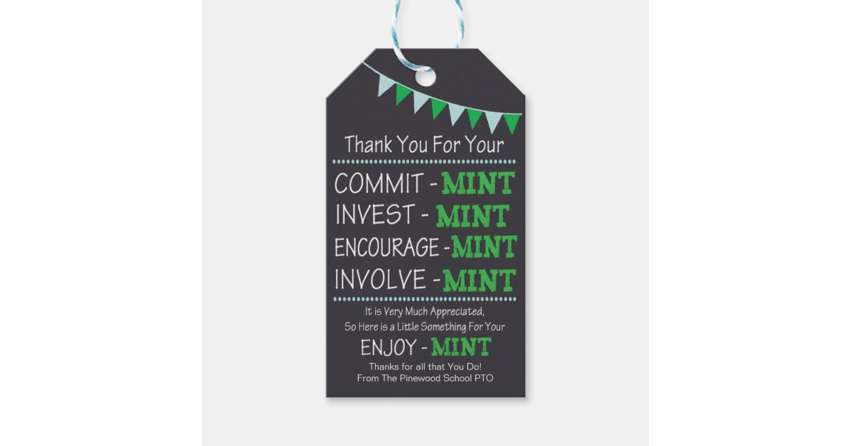 Appreciation Mint Thank You Gift Tag Favors Zazzle