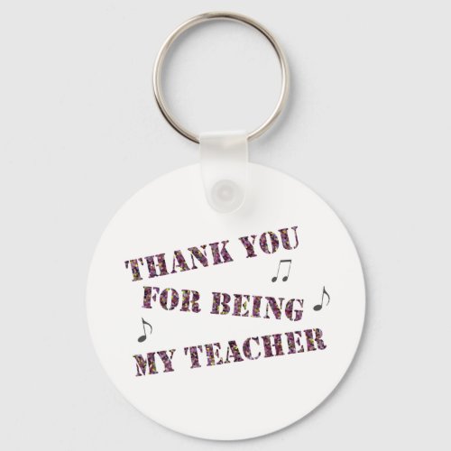 Appreciation Music Teacher Musical Notes Thank You Keychain