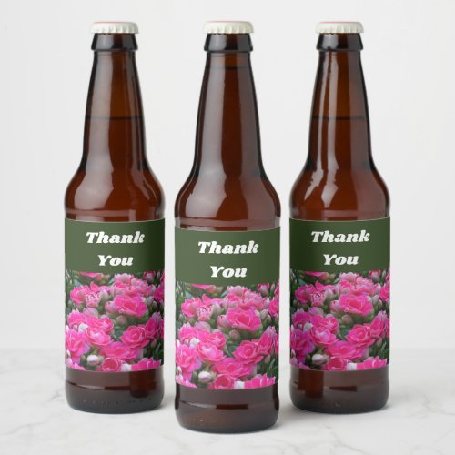 Appreciation Nature Photo Garden Flowers Thank You Beer Bottle Label