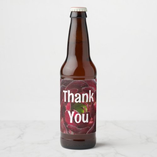 Appreciation Succulent Photo Red Plant Thank You Beer Bottle Label