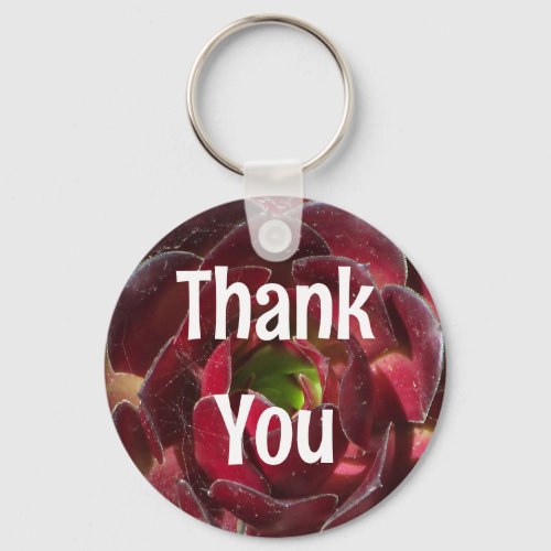 Appreciation Succulent Photo Red Plant Thank You Keychain