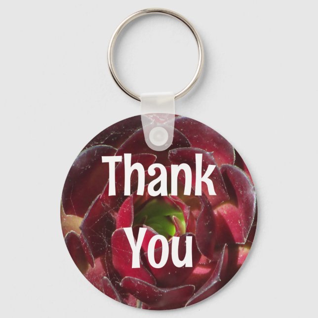 Appreciation Succulent Photo Red Plant Thank You Keychain (Front)