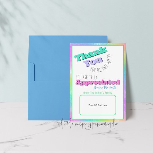 Appreciation Thank You Gift Card Holder