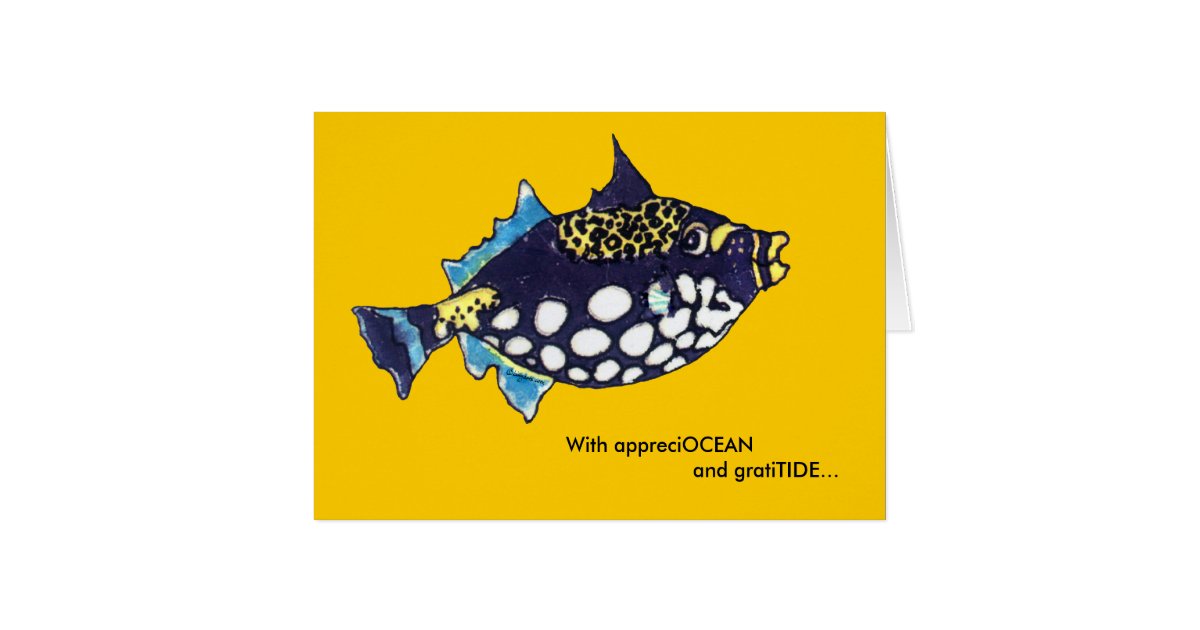 AppreciOCEAN GratiTIDE cartoon fish thank you card Zazzle