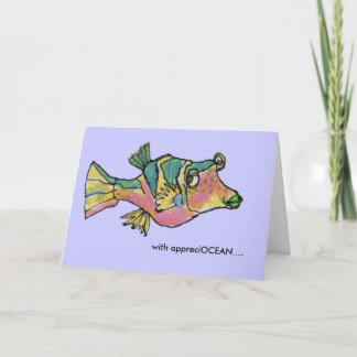 AppreciOCEAN rainbow cartoon fish thank you card